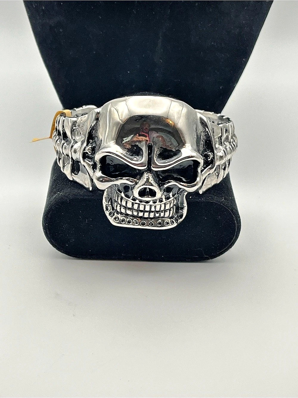 Bold Stainless Steel Skull Cuff Bracelet